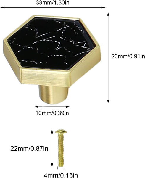Gold Hexagon Cabinet Knobs Dresser Drawer Knobs Modern Furniture Knob and Handles Kitchen Cabinet Handles with White Zinc Alloy Cupboard Door Pull...
