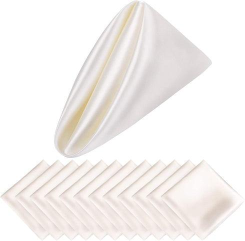 Aneco 12 Pieces Satin Napkin Square 20 x 20 Inches Dinner Napkins Weddings Party Napkin Soft Table Napkins for Romantic Weddings Party Dinner Deco...