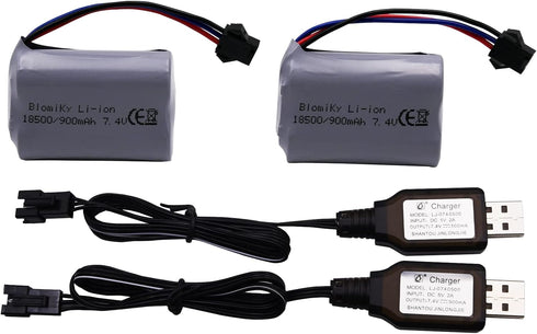 Blomiky SM-3P Plug 7.4V 900mAh Li-ion Rechargeable Battery and Charger Cable for G03082R Amphibous RC Cars C82 Battery......