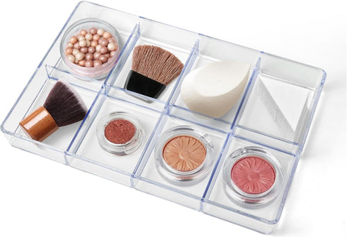 carrotez Desk Drawer Organizer Tray, 8 Grid, Stackable Clear Plastic Storage Organizer for Office Supplies, Makeup, Stationary, Accessory...