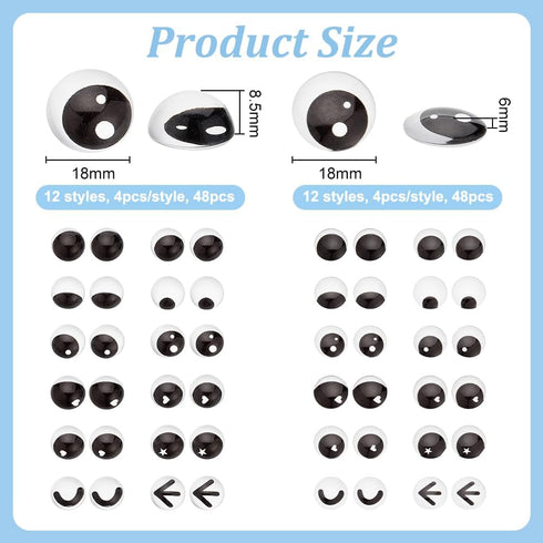 OLYCRAFT 96 Pcs 24 Styles Glass Craft Eyes 0.7 inch Half Round Glass Puppet Eyes Stuffed Crochet Eyes Animal Eye Crochet Crafts Making for DIY Cla...