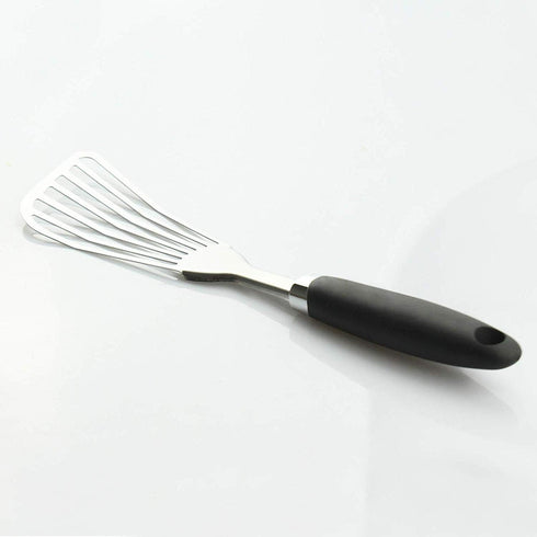 304 Stainless Steel Fish Spatula, Non-Slip Ergonomic Handle Slotted Spatula, Black...