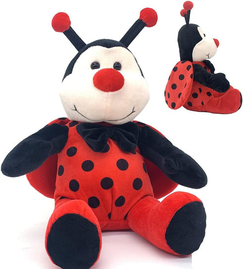 Big Size Ladybug Stuffed Animal Plush Ladybird Beetle Soft Insect Cuddly Lady Bug Toy with Red Wings and Black Bow, Bee Friend ,Great Present for ...