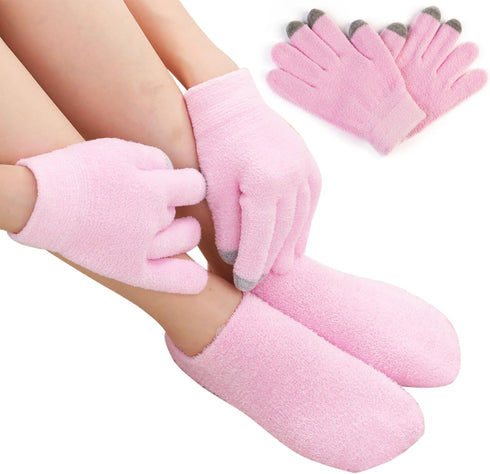 4PCS Touch Screen Moisturizing Gloves and Sock, Spa Moisturizing Therapy Sock?Glove, Soften Repairing Dry Cracked, Hands Feet Skin Care, Effective...