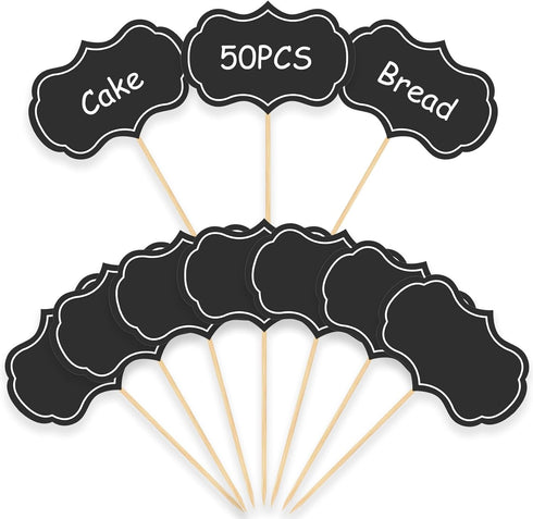 Cheese Markers, Charcuterie Labels, 50Pcs Chalkboard Cupcake Picks Charcuterie Accessories Food Label for Cheese Blank Toothpick Flags for Appetiz...