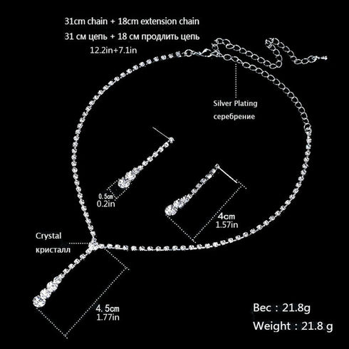 4 Pcs Bridal Jewelry Set for Wedding,Sliver Rhinestone Necklace Bracelet Dangle Earrings Prom Jewelry Sets for Bride,Bridesmaid Jewelry Set for Wo...