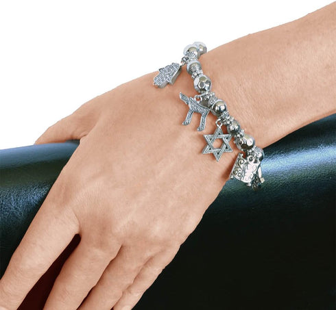 PammyJ Jewish Jewelry Hebrew Charm Stretch Bracelet...