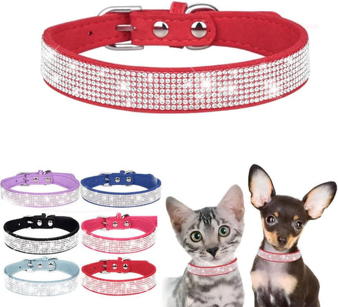 Bling Dog Collar, Rhinestone Dog Collars Cute Diamond jewel Sparkle Fancy Leather Cat Pet Collar for XXS Xsmall Small Medium Large XL XXL Puppy Gi...
