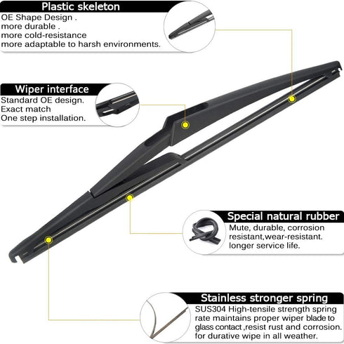 AUTOBOO Replacement for Nissan Rogue 2014-2018 Pathfinder 2013-2018 Rear Windshield Wiper Blade Arm Set-Factory OE Style...