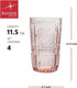Bormioli Rocco Romantic Set Of 4 Tumbler Glasses, 11.5 Oz. Colored Crystal Glass, Cotton Candy Pink, Made In Italy....