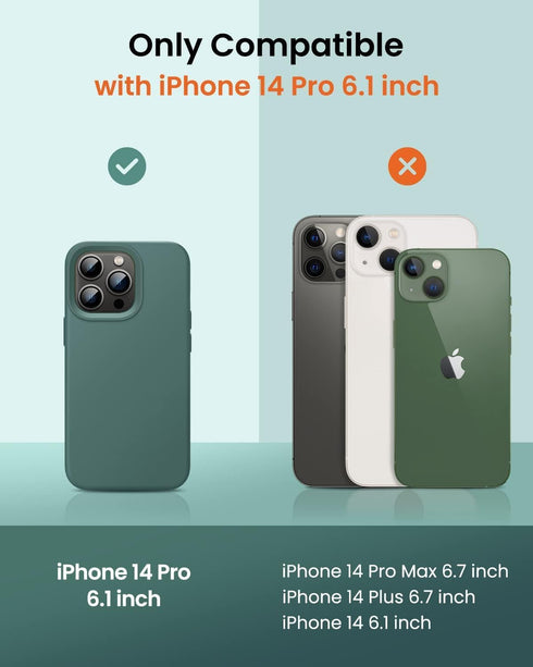OuXul Designed for iPhone 14 Pro Case,Shockproof Liquid Silicone Protective Phone Case with Soft Anti-Scratch Microfiber Lining Ultra Slim Drop Pr...