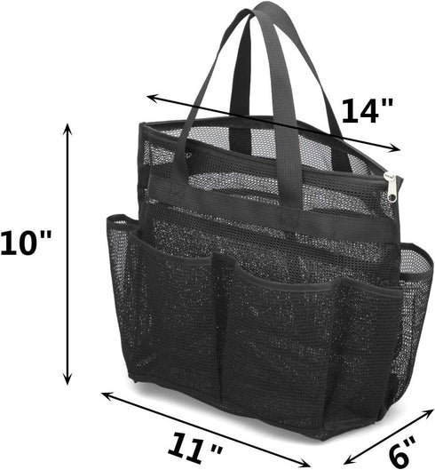 ALYER Large Mesh Dive Tote Bag with Separated Inner Compartment,Portable Shower Caddy Bath Organizer with Durable Handles and Zipper (Black)...