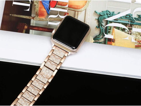 Bling Bands Compatible with Apple Watch Band 42mm/41mm/40mm/38mm Iwatch Series 10/9/8/7/6/SE/5/4/3/2/1, Women Metal Rhinestone Dressy Replacement ...