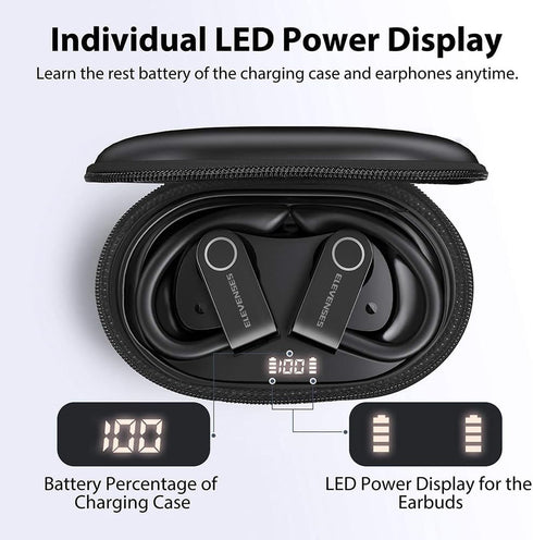 Wireless Earbuds, Bluetooth Earbuds with Ear Hook, 82H Playback time Ear Buds, Over Ear Bluetooth Headphones, PU Leather Display Case, HiFi Sport ...