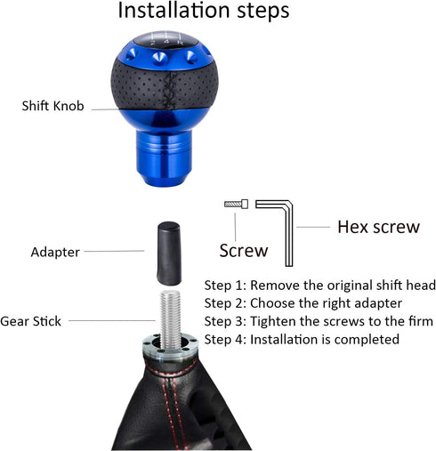 5 Speed Leather Transmissions Shift Knob Shifting Lever Gear Stick Shifter Handle Fit Most Manual Cars Truck SUV Vehicle (Blue)...
