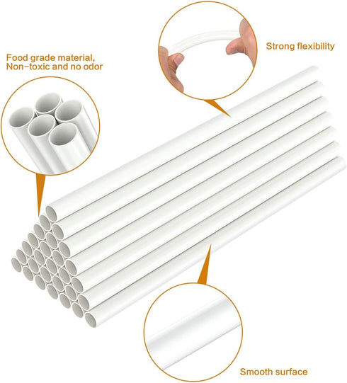 White Plastic Cake Dowel Rods for Tiered Cake Construction and Stacking Supporting Cake Round Dowels Straws with 0.4 Inch Diameter (12 Inch Length...