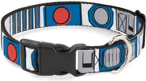 Star Wars Pet Collar, Dog Collar Plastic Buckle, Star Wars R2D2 Bounding Parts White Black Blue Gray Red, 11 to 16.5 Inches 1.0 Inch Wide...