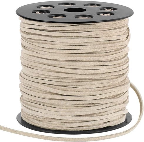 Tenn Well 2.6mm Suede Cord, 100 Yards Flat Faux Leather Cord String for Necklaces, Bracelets, Jewelry Making, Beading and DIY Crafts (Ivory)...