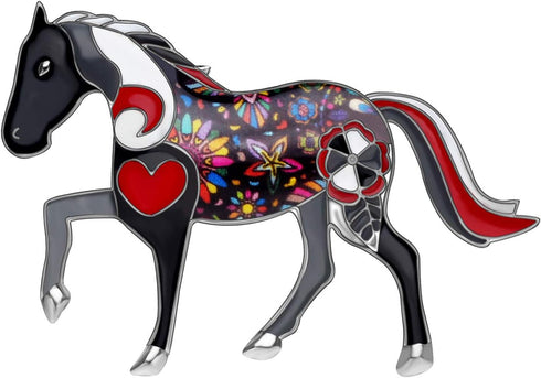 Dainty Floral Enamel Pony Horse Brooch Pins Scarf Lapel Clothes Decoration for Women Girls Jewelry Gifts...