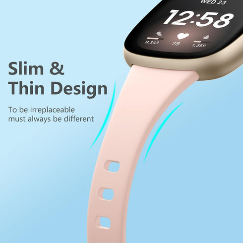 Getino Compatible with Fitbit Sense/Sense 2 Bands/Versa 3/ Versa 4 Bands Women Men, Soft Thin Sport Accessories, Slim Band for Fitbit Versa 3/ Ver...