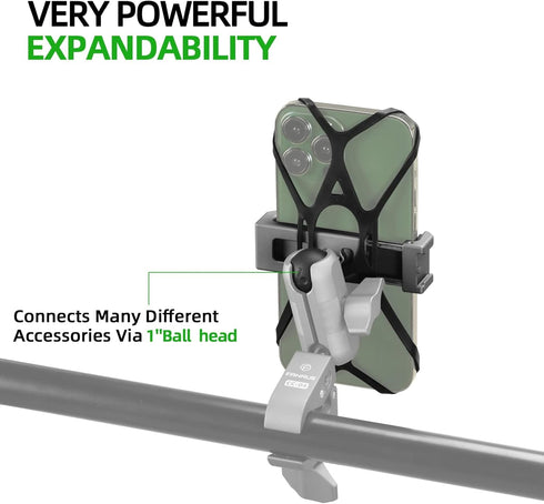 FANAUE Phone Holder Aluminum Alloy with 1'' Ball for Smartphones with a Width of 2.3" to 3.7", Compatible with RAM Mounts B Size Double Socket Arm...
