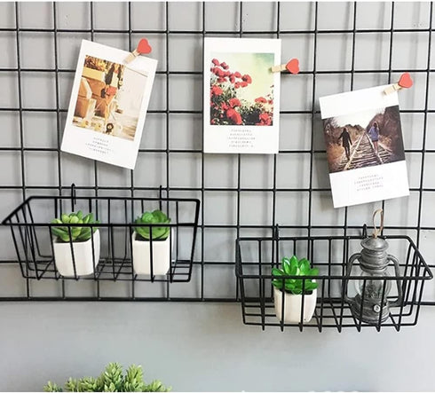 3 Pack Wire Baskets,Wall Grid Panel Hanging Wire Basket,Wall Storage and Display Basket for Cabinet & Pantry Organization and Kitchen,Bathroom,Bed...