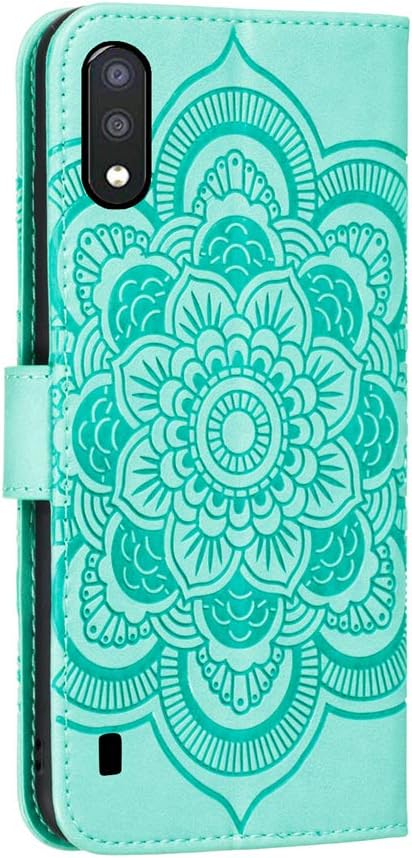 for Samsung Galaxy A01 Case Flip Premium Wallet Phone Case PU Leather Mandala Embossed Shockproof Cover with Kickstand Card Holder Cover for Samsu...