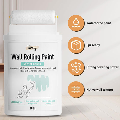 VERNY Portable Wall Paint Tool - for Effortless Cleaning & Pristine Walls, Small Roller Brush Repair Kit, Water-Based, Low VOC & Non-Toxic, Ready ...