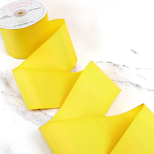 Creative Ideas GRO3000-640, 3" Inch Solid Grosgrain Ribbon, 25 Yards, Canary Yellow, 25 yd...
