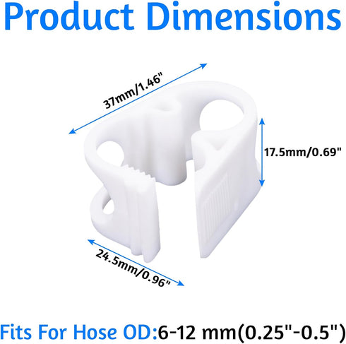 Plastic Tubing Clamps 1/4" - 1/2"OD Plastic Hose Clamp Adjustable Flow Control Pinch Valve Shut Off for Laboratory Use-White 8PCS...
