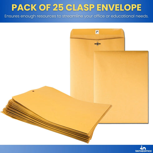 1InTheOffice Mailing Envelopes 6x9, Brown Envelopes, Manila Envelopes, Clasp Envelopes, Gummed Flaps, Brown, 25 Pack...