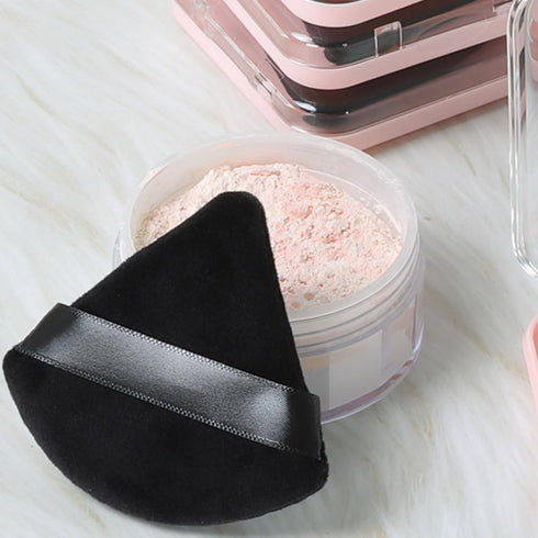 4 Pack Triangle Powder Puffs for Face Powder,Soft Velour Makeup Setting Powder Puff with Case,Black...