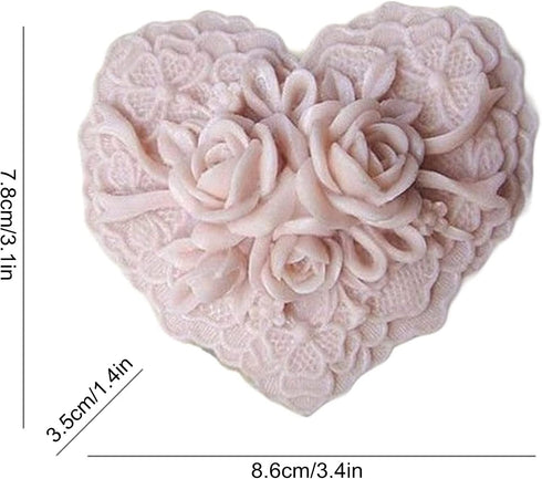 Beautiful Flower Delicate Floral Heart Silicone Soap Molds for Soap Making, Craft DIY Handmade Chocolate Candy Cake Mold...