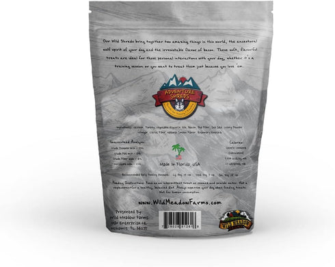 Wild Meadow Farms - Adventure Shreds Elk & Bacon Dog Treats, Soft & Thin Dog Treats for Training & Rewards, Grain-Free Snacks for Pets of All Bree...