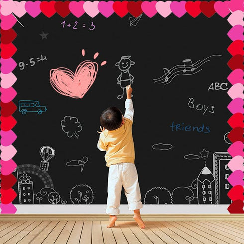 68Ft Heart Bulletin Board Decorations with 8pcs Animal Sticker+8pcs Cards, Red Pink Heart Rolled Border Trim for Party Classroom Chalkboard Wall D...