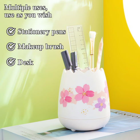 M&G Pen Holder Cute Pencil Holder for Desk, Sakura Pencil Cup Marker Holder Makeup Brush Holders, Desk Accessories Organizer for Office School Hom...
