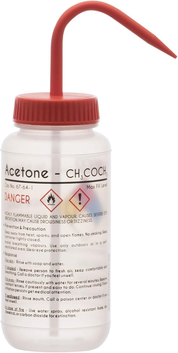 Tattoo Bottle EISCO 2PK Wash Bottle For Acetone, 1000ml - Labeled Laboratory Safety Wash Bottles - View #5