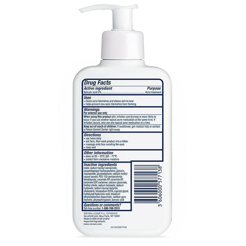 CeraVe Acne Treatment Face Wash | Salicylic Acid Cleanser with Purifying Clay, Niacinamide, and Ceramides | Pore Control and Blackhead Remover | 8...