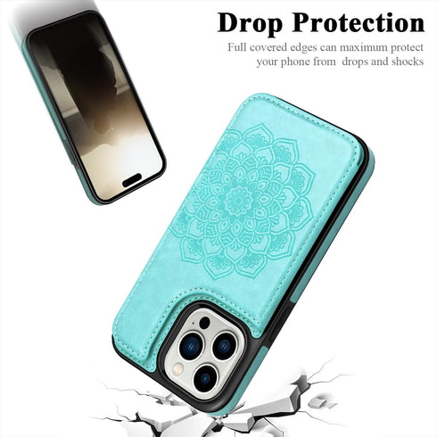 MMHUO for iPhone 15 Pro Case with Card Holder, Flower Magnetic Back Flip Case for iPhone 15 Pro Wallet Case for Women, Protective Case Phone Case ...