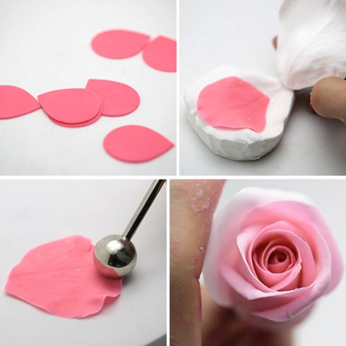 AK ART KITCHENWARE Peony Cutter & Veiner Cake Decorating Supplies Stainless Steel Cookie Cutter Silicone Veining Mold Gumpaste Making Tool A327&VM...