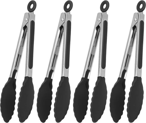 Serving Tongs Kitchen Tongs - Heat Resistant, Premium Stainless Steel Locking Cooking Tongs with Silicone Tips, Non-Slip Food Tongs for Cooking, H...