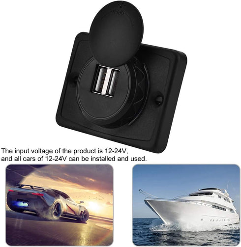 RV USB Outlet, 12V Panel Car Charger Female Automotive Dual Port Socket Power Cap Quick Fast Adapter Cigarette Lighter Indicator Bus Boat Auto Mar...