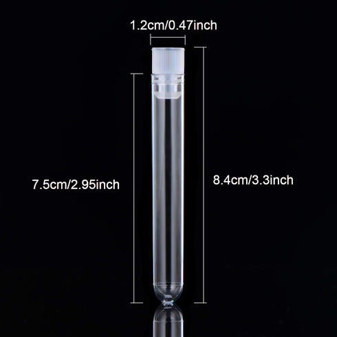 Hicarer 50 Pieces Clear Plastic Test Tubes 12 by 75 mm with Push Caps, 5 ml...
