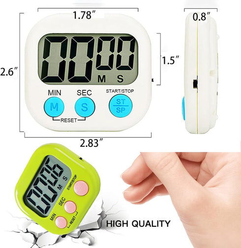 Kitchen Timer Digital for Teachers Kids Cooking with Magnetic + ON/Off Switch + Count Up Countdown, Stopwatch Timer Stand/Hook, Cooking Timer with...