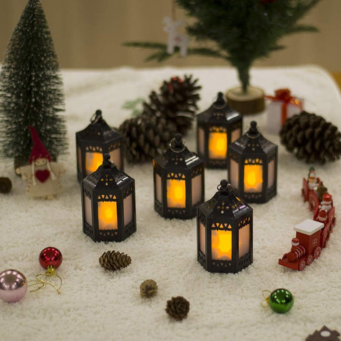 Mini Star Lantern with Flickering LED,Battery Included,Decorative Hanging Light,Christmas Decoration,Indoor Candle Lamp,Battery Lantern Indoor Use...