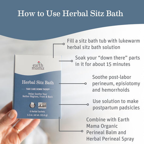 Earth Mama Herbal Sitz Bath | Pregnancy & Postpartum Essentials, Soothing Sitz Bath for Hemorrhoids with Witch Hazel, & Calendula, 6-Count (2-Pack...