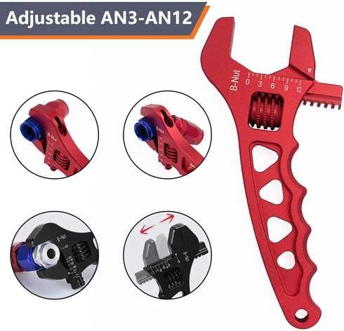 AN Hose Fitting Adjustable Wrench 3AN-16AN Lightweight Aluminum(Red)...