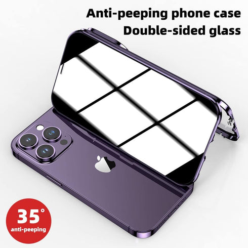 Anti-Peeping Case for iPhone 15 Pro 360° Full Body Privacy Screen Protector Camera Lens Protector Clear Double Sided Tempered Glass Magnetic Metal...