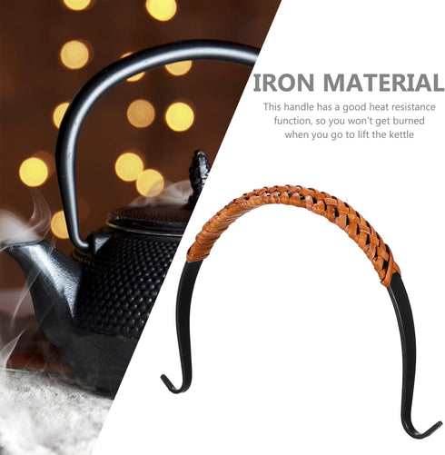 Hemoton Rattan Metal Teapot Handle Tea Pot Handle Replacement Adjustable Kettle Grip Purse U-Shape Handle for Chinese Teapot Ceramic Pottery Tea K...