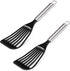 2pcs -Tenta Kitchen Nonstick cookware Thin Slotted Egg Spatula Turner Flexible Nylon Metal Fish Spatula, Wide Blade Lightweight Heat Resistant wit...
